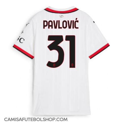 Camisa de time de futebol AC Milan Strahinja Pavlovic #31 Replicas 2º Equipamento Feminina 2024-25 Manga Curta